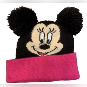 Disney Girls Minnie Mouse Beanie Winter Hat Stretchy Black One Size